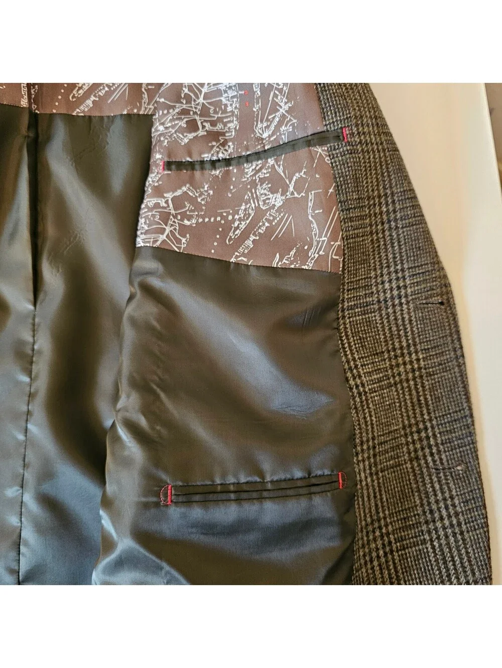 Nautica Modern Fit Mens Sport Coat Classic Brown Plaid Tailored size 50R